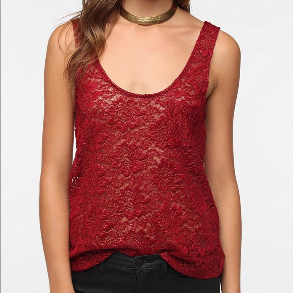 NEW Pins & Needles Metallic Lace Tank Top